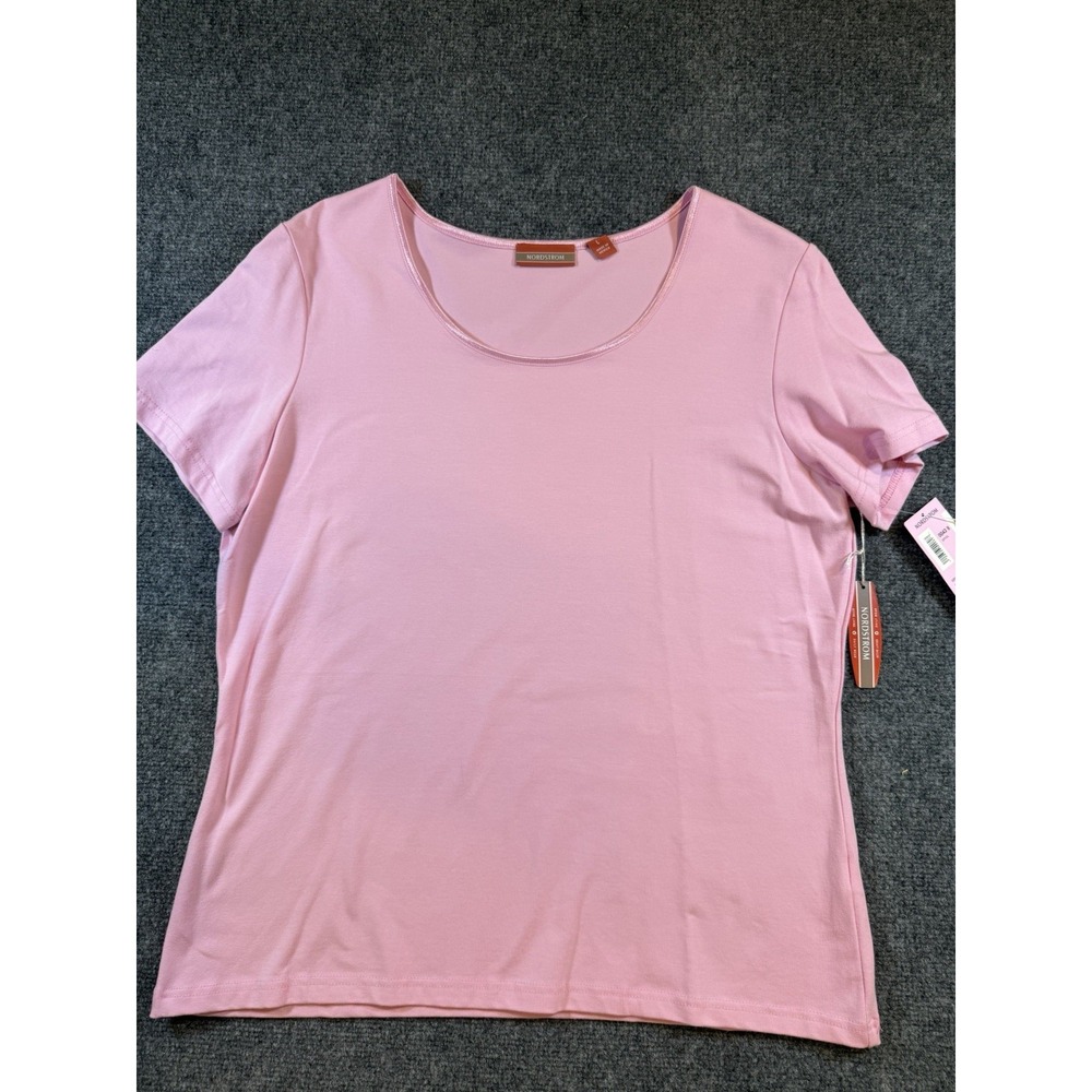 Nordstrom Vintage Pink Short Sleeve Scoop Neck Shirt Cotton Modal Stretch L NWT